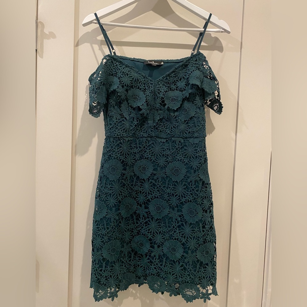 Lulu Forest Green Lace Cocktail Dress